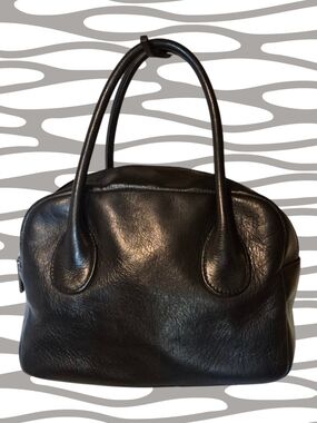 HOBO International Black Leather Satchel with Double Handles